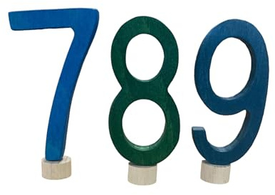 Zahlenstecker 7 8 9 Geburtstagsstecker Zahlen Holz bunt Blau-Dunkelgrün-Dunkelblau Deko Zubehör für Geburtstagszug Geburtstagsring Geburtstagstisch