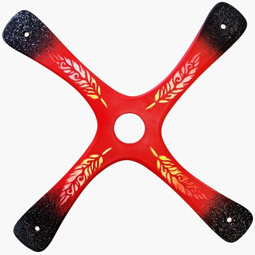 Boomerang S-Quad, Boomerang per principianti o Buon Lanciatore, creato da Il Campione del Mondo, facile da lanciare, sport all'aria aperta, con una portata di 20 metri, seguire le linee guida (rosso)