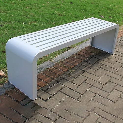 Gartenbank für draußen, Terrassenbank ohne Rückenlehne, wasserdichte Parkbank aus Metall, 2–3-Sitzer, Rahmen aus verzinktem Stahl, Sitz für Freizeitpark-Terrasse für Garten, Rasen, Veranda (