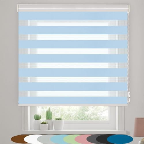 Doppelrollo Thermorollo 60 x 115 cm Sichtschutz Und Sonnenschutz Sonnenschutzrollo Zebrarollo Seitenzugrollo Einfache Montage für Fenster & Türen, Dunkelblau