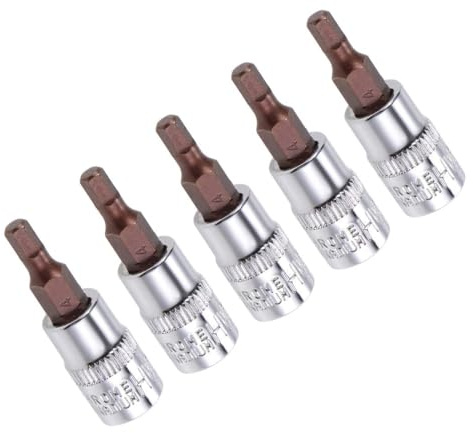 TA-VIGOR 5Pcs Hex Bit Socket, 1/4 Drive x H4 (4mm) Allen Key Socket, Premium S2 Steel Bits, Hex Bit with 38mm Length for Ratchet Wrench, Torque Wrench, Slide Bar, Impact Power Drills