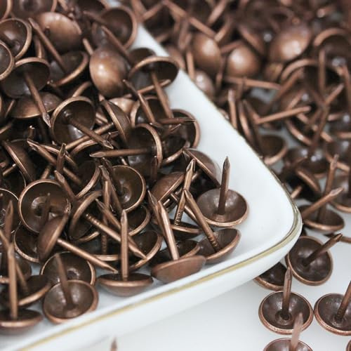 500 Stück Polsternägel, Basicon Vintage Möbel Nägel Bronze Thumb Tacks Polster Reißzwecken Reißnägel Antike Ziernägel Möbel Dekorative Nägel für Sessel Möbel Bett, 11x17mm Rot