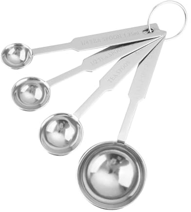 ccHuDE 4 Pcs Stainless Steel Measuring Spoon Coffee Measuring Scoop Small Long Handle Tablespoon Round Metal Spoons Spice Jar Teaspoon for Cooking Baking