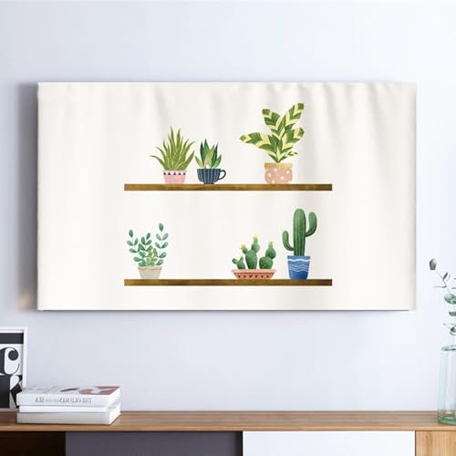 HSTANGKY Housse De Protection pour Téléviseur 32-80 Pouces Tissu Doux en Microfibre Antistatique avec Fond Antidérapant pour Écran Plat LCD LED TV Facile À Nettoyer Et À Ranger-plant1||58-60inch