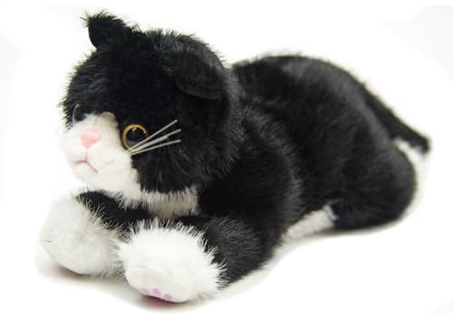 RLOMUTE White Cat Plush Toy Cuddly Kitten Stuffed Animal Super Soft Cute Realistic for Birthday Boys Girls Favors Companions Bedroom Car Home Decor Collectible Gift for kids Christmas 15.7 Inch