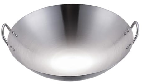 GALPADA Wok Binaurale in Acciaio 32 Cm Padella Da Cucina Per Friggere Carne e Verdure Pentola Pratica Per Uso Domestico