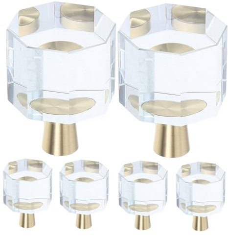 DOITOOL Bouton de Meuble en Cristal Octogonal 6 Pièces en Laiton