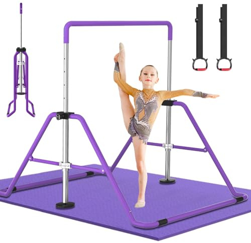 DOBESTS Barra da Ginnastica, Regolabile in Altezza, Barre Orizzontali per Bambini, Pieghevole, espandibile, per Allenamento Ginnico, Attrezzatura per Allenamento a casa, Palestra, Interni, Giardino