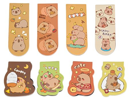 WUSJCOF 8PCS Capybara Magnetische Lesezeichen Kinder,Mitgebsel Kindergeburtstag Gastgeschenke,Ideen Füllung Schultüte Mädchen Junge,Abschiedsgeschenk Schüler,Kleine Geschenke für Kinder Schüler