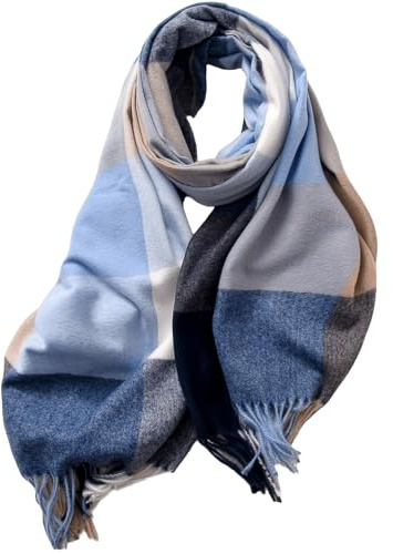 Lykofudi Schal Damen - Winter Warm Karierte Schals, Große Weiche Dicke Tücher Und Wraps Winterschal Damenschal Frauen Deckenschal Halstuch Mit Quasten 200×65 CM
