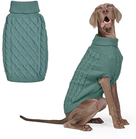Spark Paws Strickpullover für Hunde – Weicher, Warmer Winterpullover für kleine, mittelgroße und große Hunde – Pullover für Französische Bulldoggen, Pitbulls, Hündinnen und Rüden, (Pine Green,3XL) | Hundejacke für kleine, mittelgroße und große Hunde, Stretch-Passform, Französische Bulldogge, Pitbull, Mädchen und Jungen