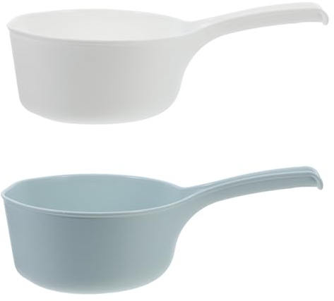 LIGIGWASH 2 piezas Cucharón de Plástico Multifuncional para Baño Cocina Jardín Cazo Grande y Profundo con Mango Ergonómico Ligero para Uso Diario