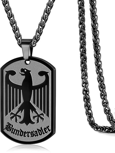 Rajputana Deutschland Adler Kette Für Herren Halskette Herren Schwarz Bundesadler Reichsadler Edelstahl Kette Männer Schmuck