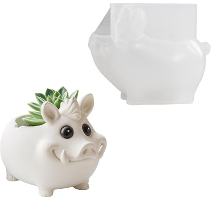 Silikonform für Wildschwein-Pflanzgefäß, geeignet für Harz, Schmuck, Beton, Zement, Basteln und Heimdekorationsprojekte, Wildschwein-Sukkulenten, Übertopf, Silikonform