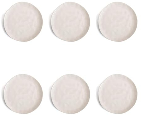 Bidasoa Set de 6 platos llanos Cosmos de loza 26 cm | Blanco, Loza, formato orgánica, acabado brillo, 26 cm, 6 piezas, apilable, apto para microondas