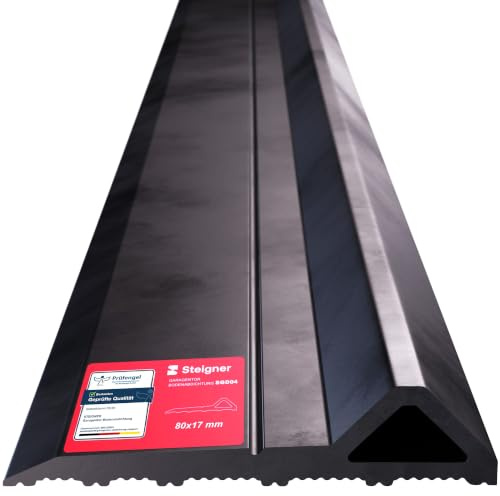 STEIGNER Seuil de garage 2,5m en EPDM noir 17mm x 80mm SGD04 – Joint isolant pour portes de garage compatible avec Hörmann – Seuil tempête, anti-courant d’air, isolation thermique, barrière d’eau
