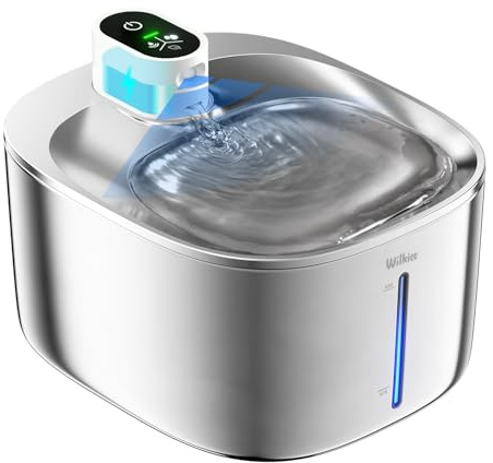 Katzenbrunnen Edelstahl Kabellos,4,1L 4000mAh, Weiß, No Adapter | 4000mAh, 3 Modi (Sensor/Zeit/Dauer), leise, Filter, für Katzen & kleine Hunde,mit 1 Ersatzfilte