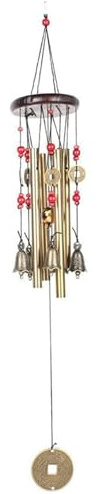 Campanelli eolici per esterno, campanelli eolici tradizionali cinesi a 4 tubi 5 campane in bronzo per cortile, giardino