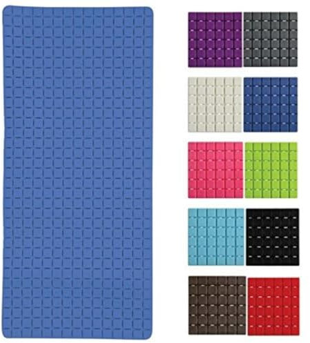 MSV Premium Duschmatte Badematte Badewannenmatte Badewanneneinlage antibakteriell rutschfest mit Saugnäpfen - Blau - ca. 36 x 76 cm - duftet nach Rosen - waschbar bei 60° Grad