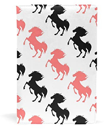 EZIOLY Buchumschlag/Buchumschlag, dehnbar, passend für die meisten Hardcover-Lehrbücher bis 21,6 x 14,5 cm, klebstofffreier Stoff, Pink/Schwarz Einfach anzubringen. Wash & Re-Use