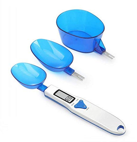 Kitchen Scale Spoon Gram Measuring Spoon, 500g/0.1g Blue Cute Digital Weight Scale Spoon Milligram Measuring Scoop Grams Electronic Measuring Cup for Portioning Tea, Flour, Spices, Medicine