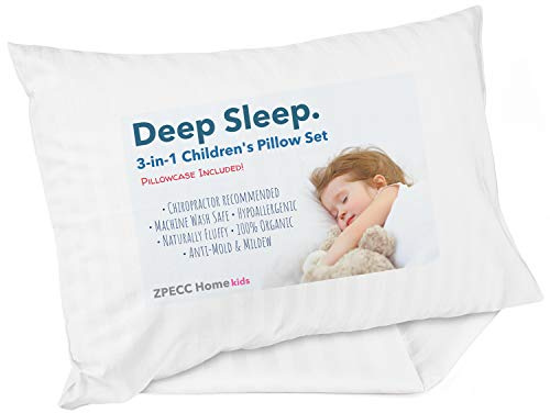 ZPECC Almohadas para niños pequeños con Funda de Almohada, hipoalergénicas, de 0 a 15,57 x 45,7 cm, Lavables a máquina, con Kit de Viaje