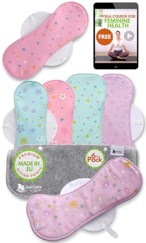 Made in EU – Reusable Sanitary Pads for Heavy Flow (6 Pack, L & XL) – High-Temp Washable, Extra-Absorbent Cloth Period Pads for Women – Ultra Soft Organic Cotton, Reliable Fit & Leak Proof Comfort