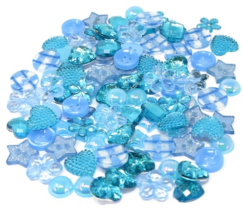 Knöpfe aus Acryl und Kunstharz, flache Rückseite, für Kartengestaltung, Verzierungen, Blau, 100 Stück