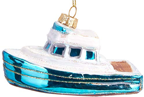 BRUBAKER Boot - Handbemalte Weihnachtskugel aus Glas | Mundgeblasener Christbaumschmuck Figuren lustig Deko Anhänger Baumkugel - ca. 10.5 cm