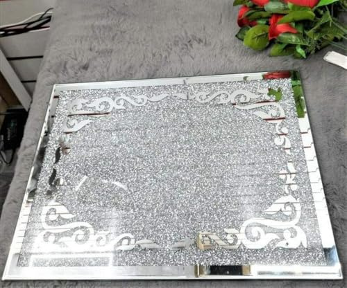 Touch of Vogue® Crushed Diamond Silber-Kristall-Schneidebrett, Glas-Arbeitsplattenschoner, Schneidebrett, hitzebeständig, gehärtetes Glas, Küchen-Arbeitsplattenschoner, 30 x 40 cm (Silber)