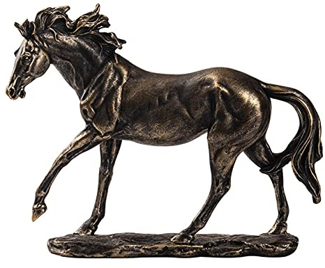 Pferd Figur Deko Skulptur Statue Dekofiguren Kunstharz Feng Shui Pferd Skulptur Handwerk Home Office Dekoration Zubehör Glücks Hochzeitsgeschenke 26Cm,Bronze
