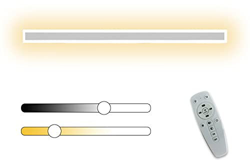 LED Wandleuchte Innen Dimmbar mit Fernbedienung Wandlampe Weiß Up Down Aluminium Wandbeleuchtung Lang Lichtleiste Wandspot Lampe Wohnzimmer Schlafzimmer Flurlampe Nachttischlampe 2700K-6500K,100cm 56w