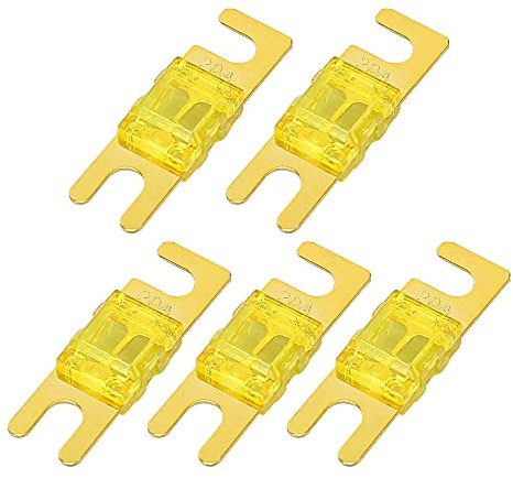 X AUTOHAUX 5 Stk 20A AFS Mini ANL Sicherungen Für Auto LKW Motorrad Boot | Material:Kunststoff,Metall, Größe:4,1X1,2X0,8Cm, Spannung:32V, Schnell Wirkend, Blattmontiert, Für Audio CDs