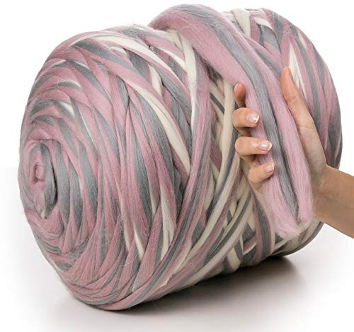MeriWoolArt® 100% Merino Wool Yarn XXL – Super Chunky 4–5 cm Thick Wool for Roving, Needle & Wet Felting, Knitting & Arm Knitting, Ideal for Blankets & DIY Crafts (Clown, 100 g)