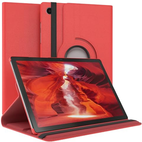 EAZY CASE - Custodia per Samsung Galaxy Tab A8 10.5 tablet Cover protettiva Smart Cover Supporto rotante Astuccio pieghevole 360° girevole con funzione stand Similpelle Rosso