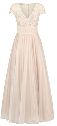 ApartFashion Damen Hochzeitskleid Kleid, Creme, 40 EU