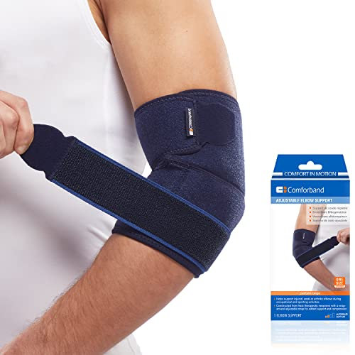 Comforband Adjustable Elbow Support for Epicondylitis, Tennis Elbow, Golfer’s Elbow, Bursitis, Elbow Sprains, Strains, Tendonitis, Arthritis, Sports Injury Recovery - Elbow Pain Relief - One Size fits