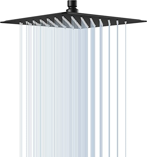 Rain Shower Head, VIGIME 10 Inch High Pressure Square Rainfall Showerhead, 304 Stainless Steel Fixed Shower Heads with 100 Silicone Jets for The Ultimate Shower Experience (Matte Black)