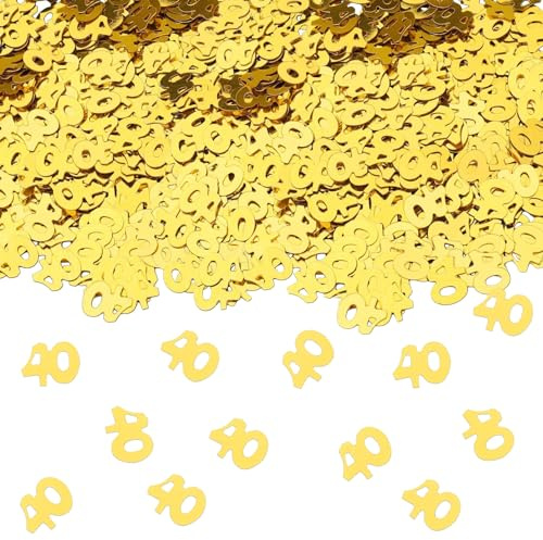 GoldRock konfetti gulddekoration 40. Födelsedag för män och kvinnor – 500 st. bordsdekoration, sprid dekoration, konfettikanon för 40-årsjubileum