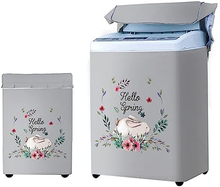 Odot Washing Machine Cover Top Load Waterproof Dustproof Washer Machine Dryer Protector Sunscreen Washer Dryer Cover for Most Top Load Washer Dryer (XL Capacity 8.5-12kg,Rabbit)