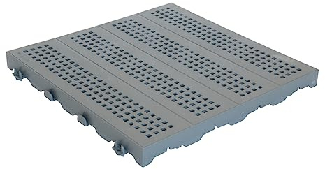 WUEFFE Piastrella in plastica 40x40h3,3 - mattonella Forata drenante Giardino Campeggio (Grigio, 10 Pezzi)