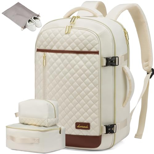 LOVEVOOK Travel Backpack for Women, Carry on Backpack for Airplanes,TSA Personal Item Travel Bag fits 15.6 Laptop,Travel Essentials Carry On Bag Flight Approved with 3 Packing Cubes
