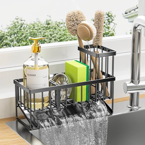 Cisily Kitchen Sink Organizer, 1-Shelf, Minimalist Style, Stainless Steel, Automatic Drainage System, Sink Caddy