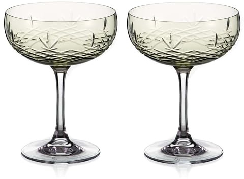 DIAMANTE Frederik Bagger Gatsby Saucers - Set of 2 Champagne Saucer Coupes (Earth Green)