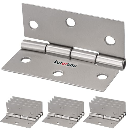 KOTARBAU® 12er Set Möbelscharnier 50 mm Möbelband Schrankscharnier Nickel Gerollte Scharniere Klappbar Klavierband Steckverbinder Kistenband Werkzeugkästen