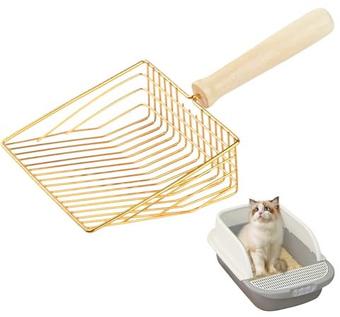 ALAHUGYEF Katzenklo Schaufel Metall, Katzenschaufel für Katzenklo, Katzenstreuschaufeln, Katzenstreu Schaufel, Katzenkloschaufel mit Holzgriff, Cat Litter Scoop für Katzen Hunde Haustier