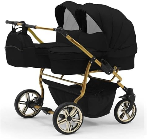 Zwillingskinderwagen 2 in 1 Duet Lux Goldedition inkl. Sportsitze - 10 Teile - in 20 Farben