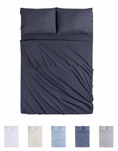 Todocama Juego de Sábanas de 4 Piezas - 4002 - Sábana Bajera Ajustable - Encimera - Dos Fundas de Almohada de 50x80cm (Cama 135x190/200 cm, Gris Oscuro)