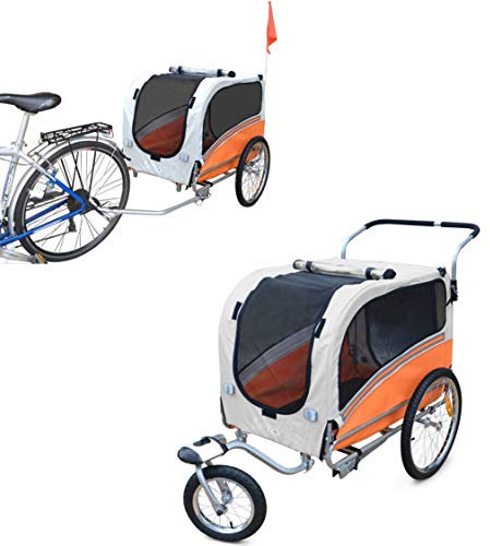 PAPILIOSHOP Argo – Klappbarer Hundeanhänger, Hundewagen und Fahrradanhänger für Hunde in S, M, L, Stabil und Belüftet, Ideal für Tiertransport und Outdoor-Aktivitäten (Orange L)