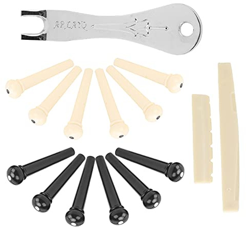 12-teiliges Bridge-Pin-Set für Akustikgitarren, Metall, Leicht, Tragbar, Zum Installieren und Entfernen von Saitenwirbeln für den Austausch von Akustikgitarren